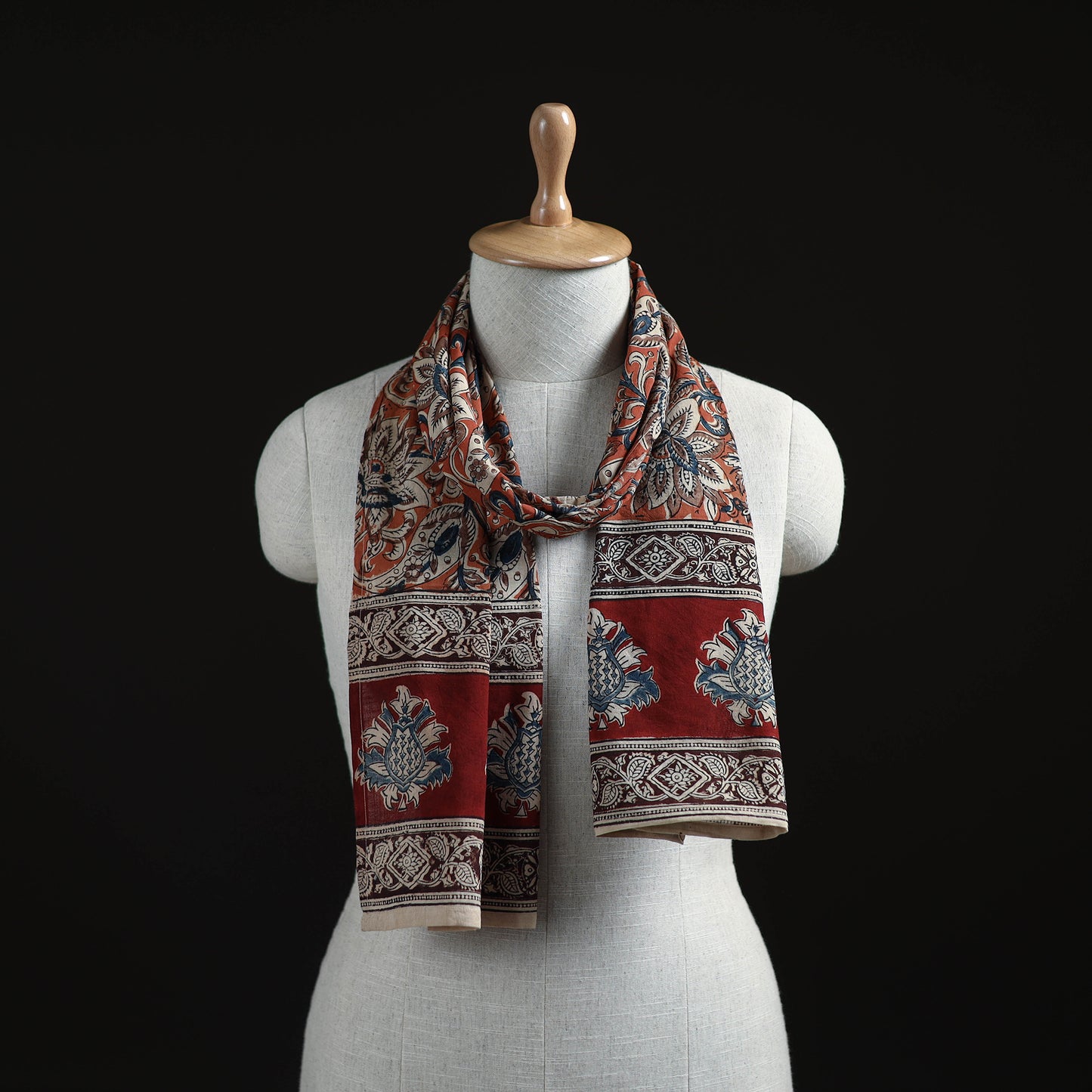 Pedana Block Print Natural Dyed Cotton Kalamkari Stole 53