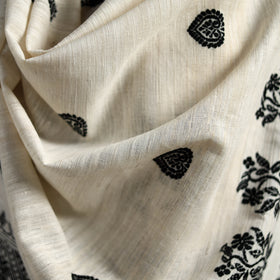 White - Handspun Handwoven Pure Eri Silk Aari Hand Embroidered Shawl of Assam 06