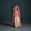 Floral Hand Block Print Mulberry Silk Sanganeri Saree 09