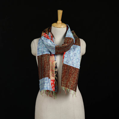 Bengal Kantha Handwork Patchwork Reversible Silk Stole 323