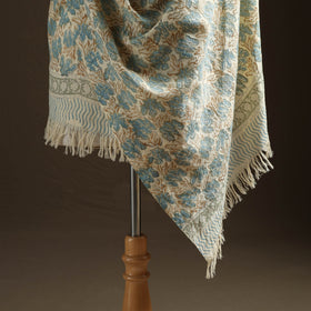 Floral Sanganeri Print Pure Merino Wool Handwoven Shawl 23