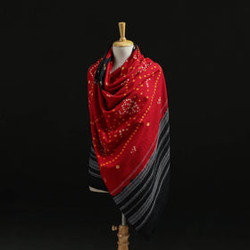 Kutch Handwoven Bandhani Tie-Dye Merino Wool Shawl 35
