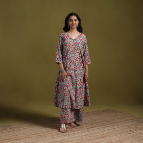 Kalamkari Printed Cotton 2pc Kurta Set for women 06