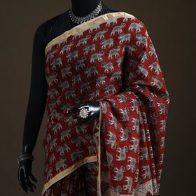 Kalamkari Printed Kota Doria Cotton Saree 20