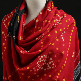 Kutch Handwoven Bandhani Tie-Dye Merino Wool Shawl 35