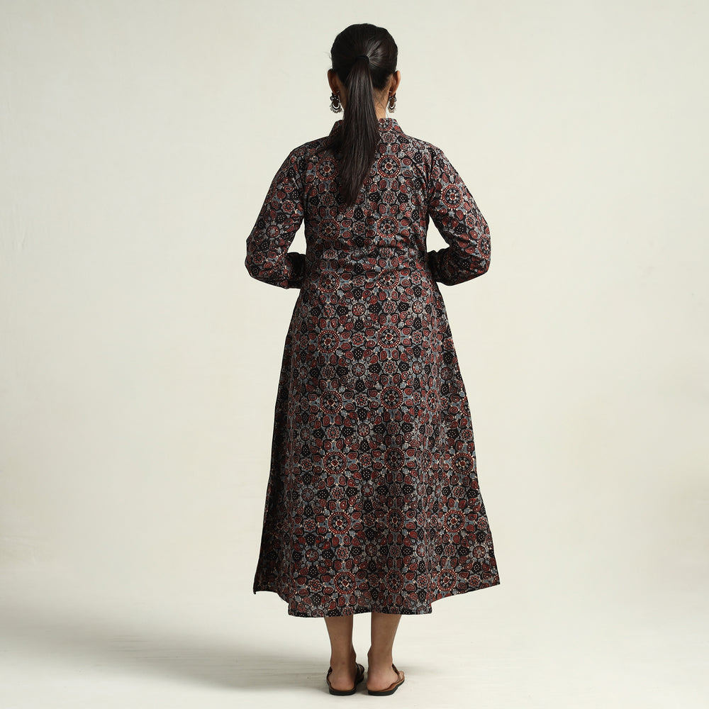 Black - Ajrakh Hand Block Printed Cotton Dress