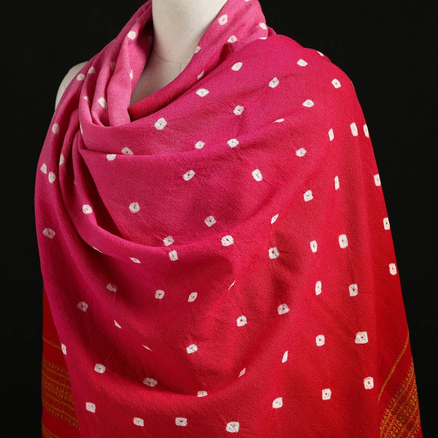 Kutch Handwoven Bandhani Merino Wool Shawl 44