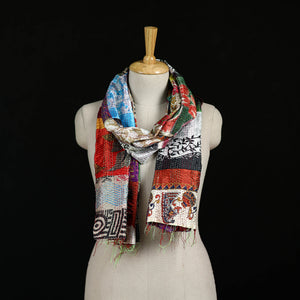 Bengal Kantha Handwork Patchwork Reversible Silk Stole 326