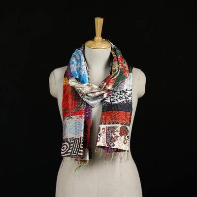 Bengal Kantha Handwork Patchwork Reversible Silk Stole 326