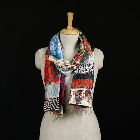 Bengal Kantha Handwork Patchwork Reversible Silk Stole 326