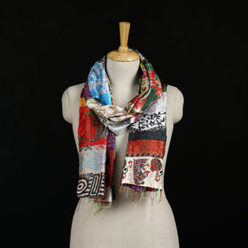 Bengal Kantha Handwork Patchwork Reversible Silk Stole 326