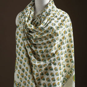 Floral Sanganeri Print Pure Merino Wool Handwoven Shawl 24