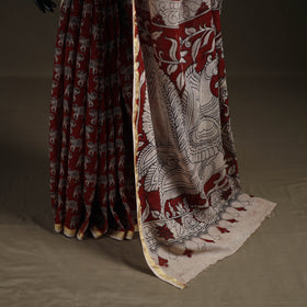 Kalamkari Printed Kota Doria Cotton Saree 20
