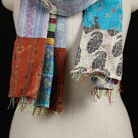 Bengal Kantha Handwork Patchwork Reversible Silk Stole 327