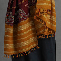 Handwoven Merino Wool Bandhani Shawl w/ Neran Embroidery 39