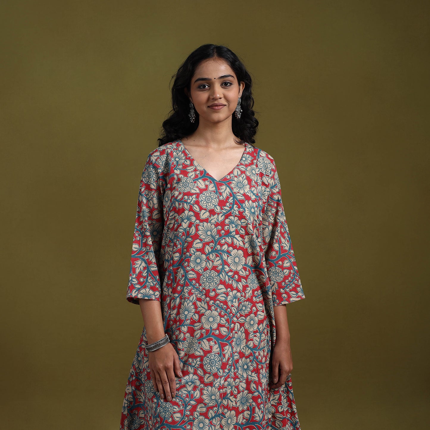 Kalamkari Printed Cotton 2pc Kurta Set for women 06