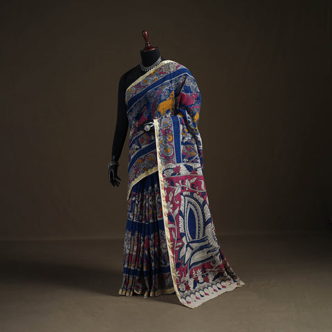 Kalamkari Printed Kota Doria Cotton Saree 21