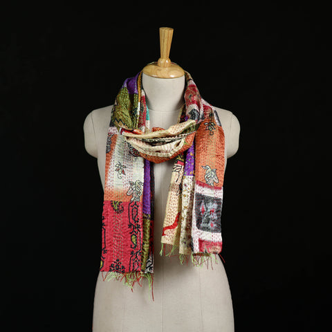 Bengal Kantha Handwork Patchwork Reversible Silk Stole 328