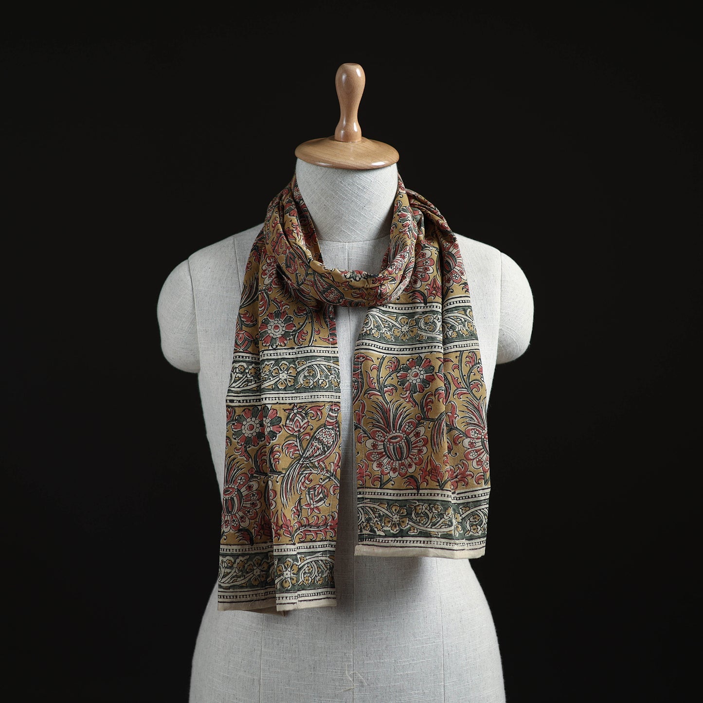 Pedana Block Print Natural Dyed Cotton Kalamkari Stole 60
