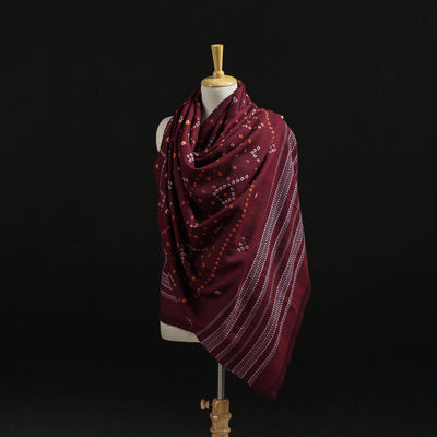 Kutch Handwoven Bandhani Tie-Dye Merino Wool Shawl 36