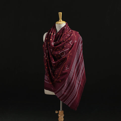 Kutch Handwoven Bandhani Tie-Dye Merino Wool Shawl 36