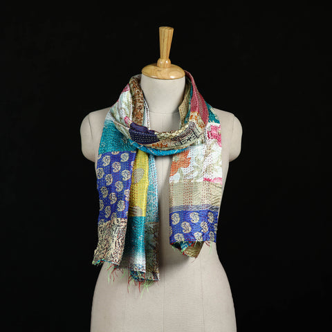 Bengal Kantha Handwork Patchwork Reversible Silk Stole 329