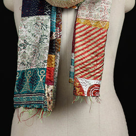 Bengal Kantha Handwork Patchwork Reversible Silk Stole 330
