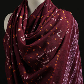 Kutch Handwoven Bandhani Tie-Dye Merino Wool Shawl 36