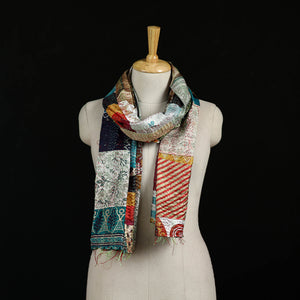 Bengal Kantha Handwork Patchwork Reversible Silk Stole 330