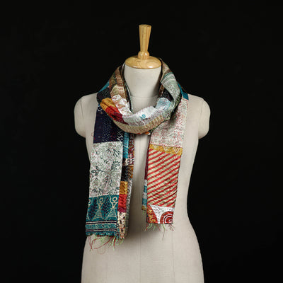 Bengal Kantha Handwork Patchwork Reversible Silk Stole 330