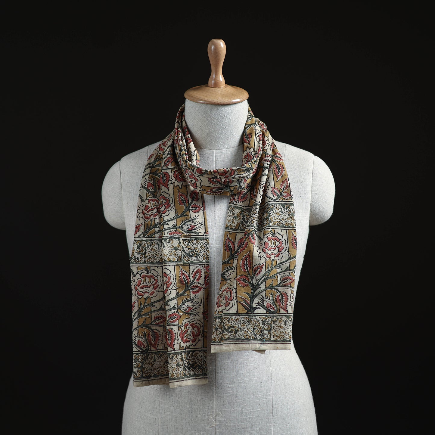 Pedana Block Print Natural Dyed Cotton Kalamkari Stole 62