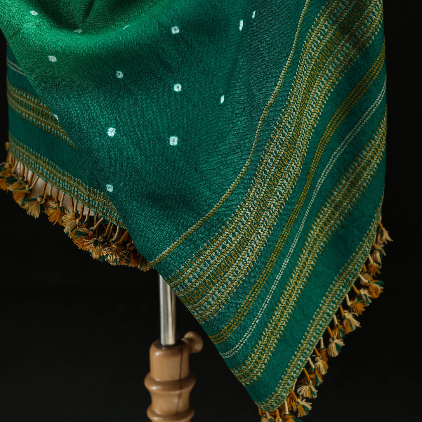 Kutch Handwoven Bandhani Merino Wool Shawl 45