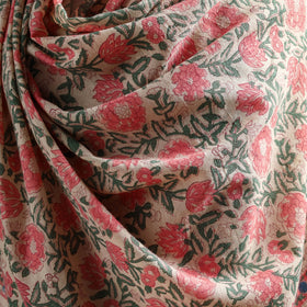 Floral Sanganeri Print Pure Merino Wool Handwoven Shawl 25