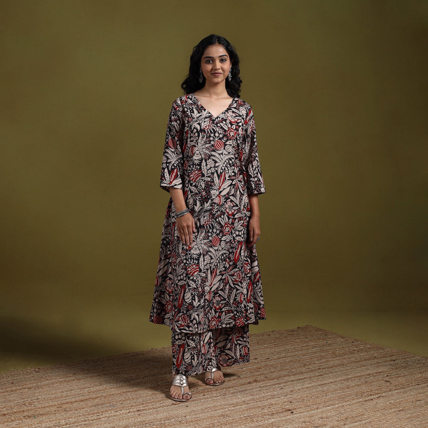 Kalamkari Printed Cotton 2pc Kurta Set for women 10