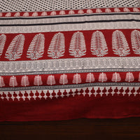 Red - Bagh Block Printed Cotton Double Bed Cover (115 x 90 in)