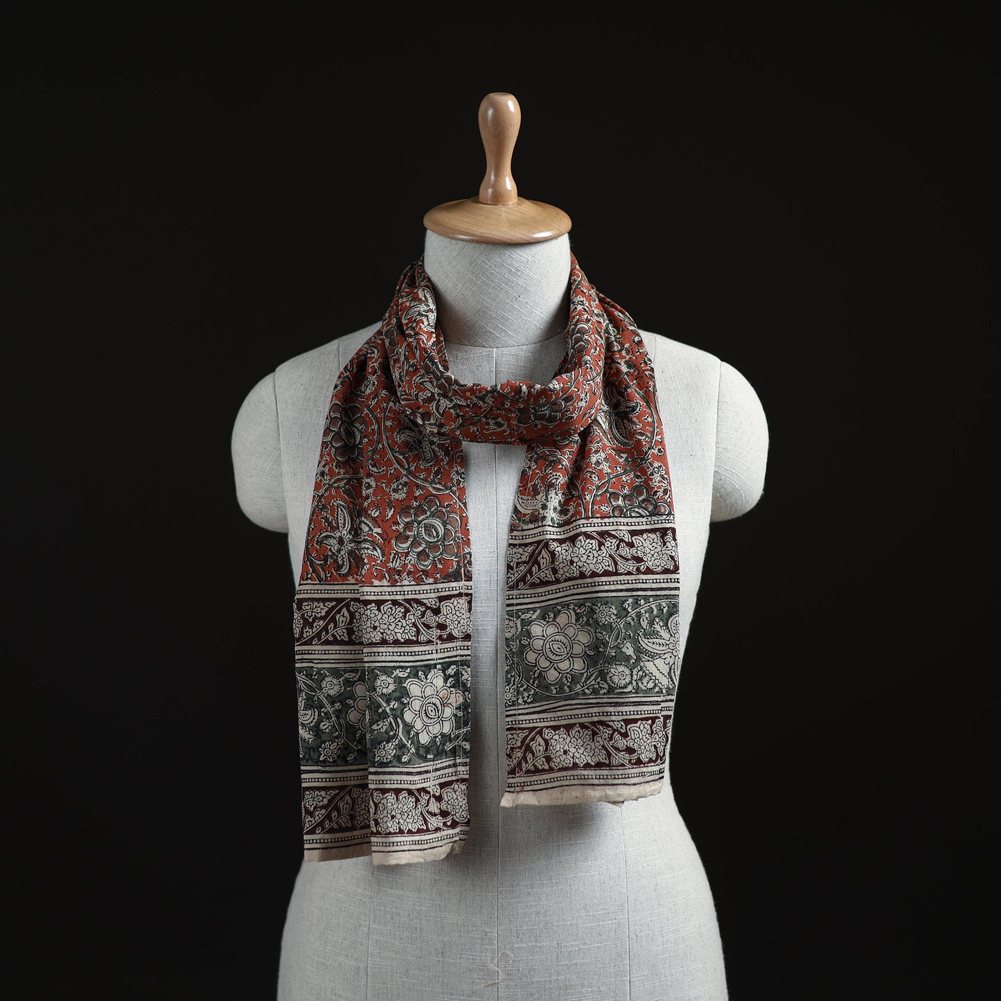 Pedana Block Print Natural Dyed Cotton Kalamkari Stole 64