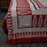 Red - Bagh Block Printed Cotton Double Bed Cover (115 x 90 in)