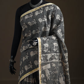 Kalamkari Printed Kota Doria Cotton Saree 22