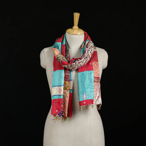 Bengal Kantha Handwork Patchwork Reversible Silk Stole 334