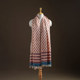 Floral Sanganeri Print Pure Merino Wool Handwoven Shawl 26