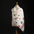 White - Handspun Handwoven Pure Eri Silk Aari Hand Embroidered Shawl of Assam 08