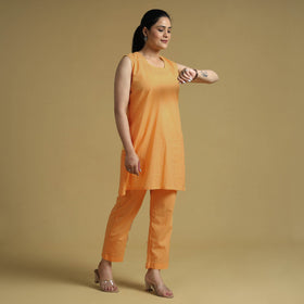Orange - yellow - plain dyed cotton co-ord set - handcrafted
