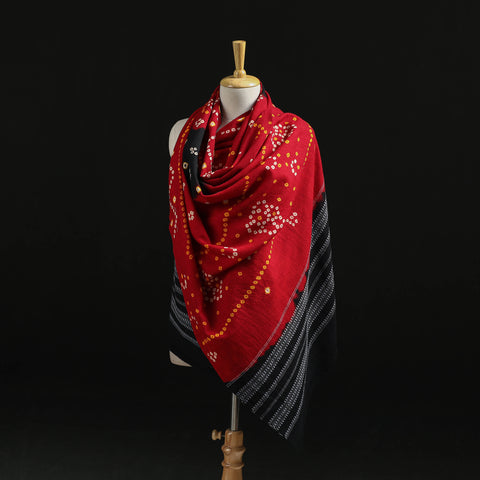 Kutch Handwoven Bandhani Tie-Dye Merino Wool Shawl 37