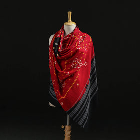 Kutch Handwoven Bandhani Tie-Dye Merino Wool Shawl 37