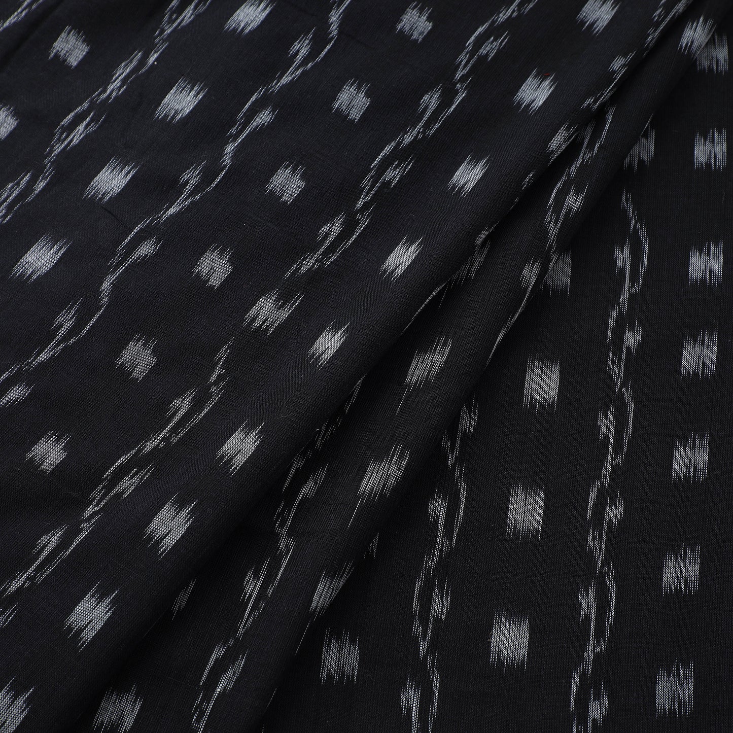 Black Sambalpuri Ikat Cotton Fabric