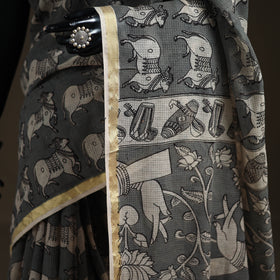 Kalamkari Printed Kota Doria Cotton Saree 22