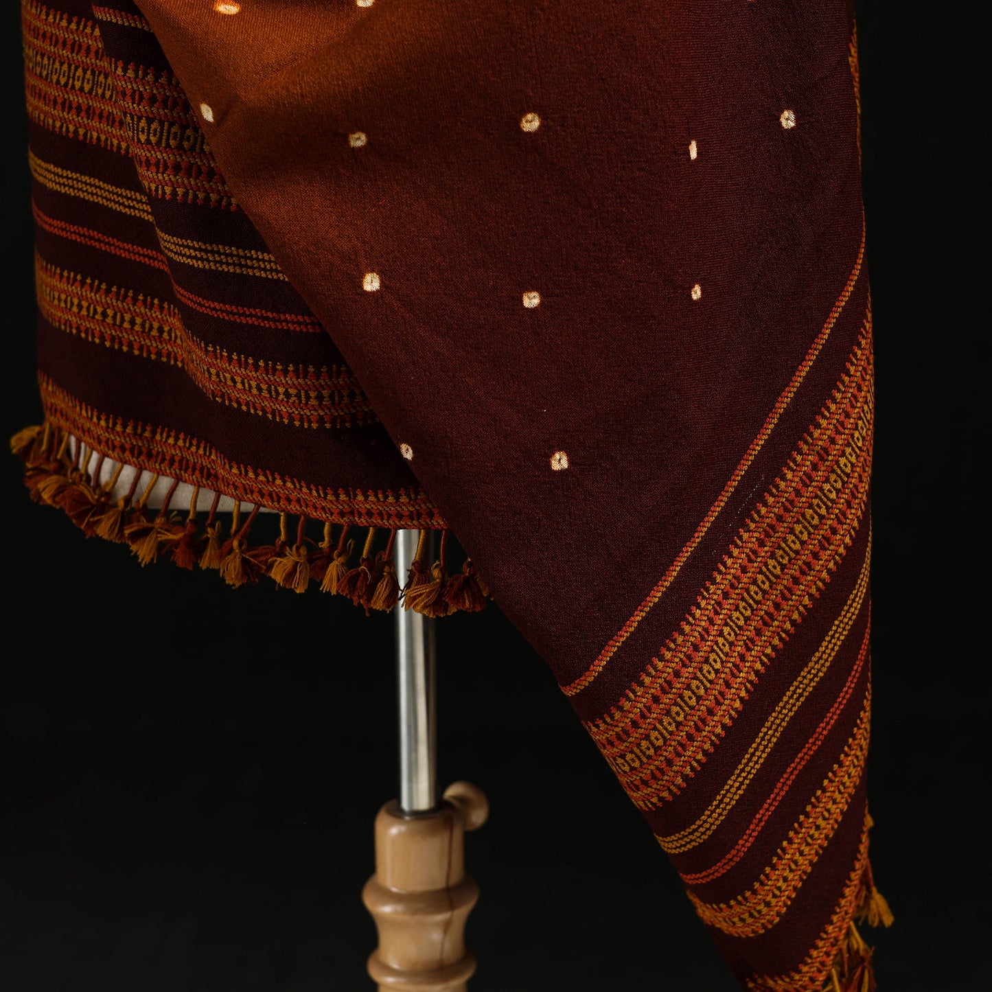 Kutch Handwoven Bandhani Merino Wool Shawl 46