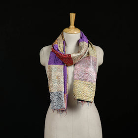 Bengal Kantha Handwork Patchwork Reversible Silk Stole 335