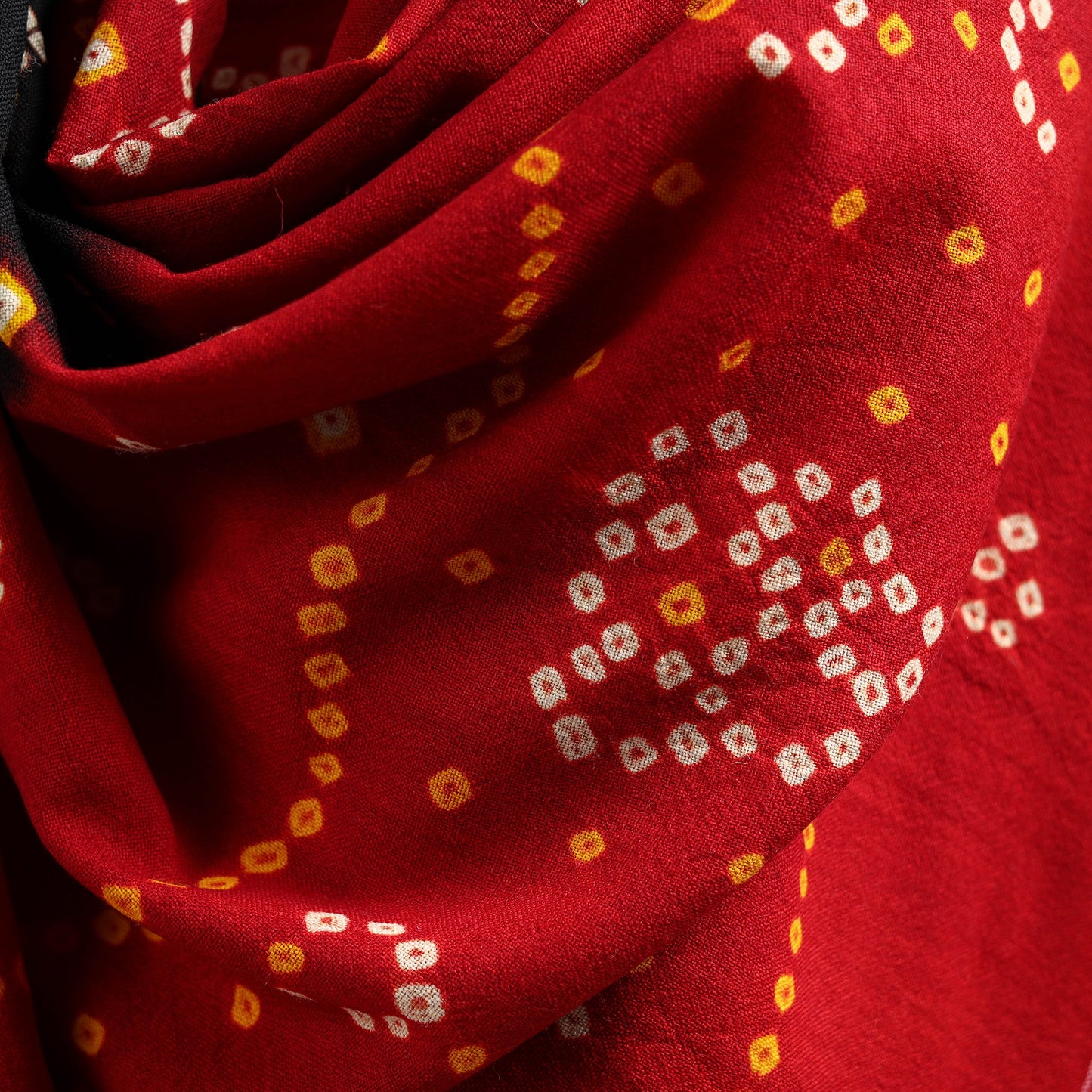 Kutch Handwoven Bandhani Tie-Dye Merino Wool Shawl 37