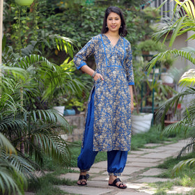 Kalamkari Kurta with Palazzo & Dupatta Set
